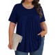 Tencede Womens Plus Size Tops Tunic Short Sleeve Crew Neck Shirts Casual Soft Blouse 1X-5X